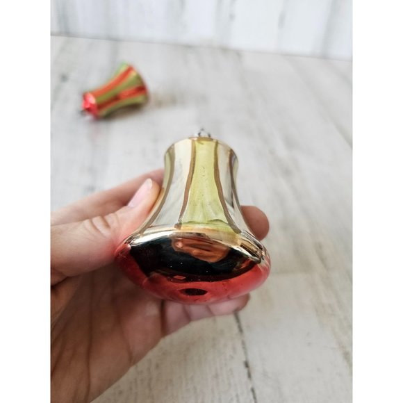 Vintage Bell striped red green ornament Xmas set - Picture 12 of 12